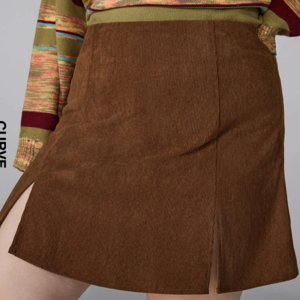 NWT Cider Brown Corduroy High Waist Split Skort Plus XL